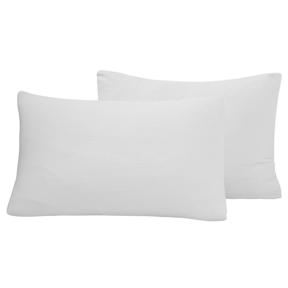 Parure de lit gaze de coton+2 taies rectangles blanc 200x200 cm — vue 3