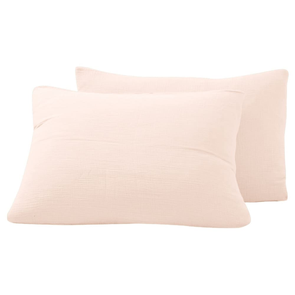 Parure de lit gaze de coton+2 taies rectangles Poudre 140x200 cm - Maisons du Monde