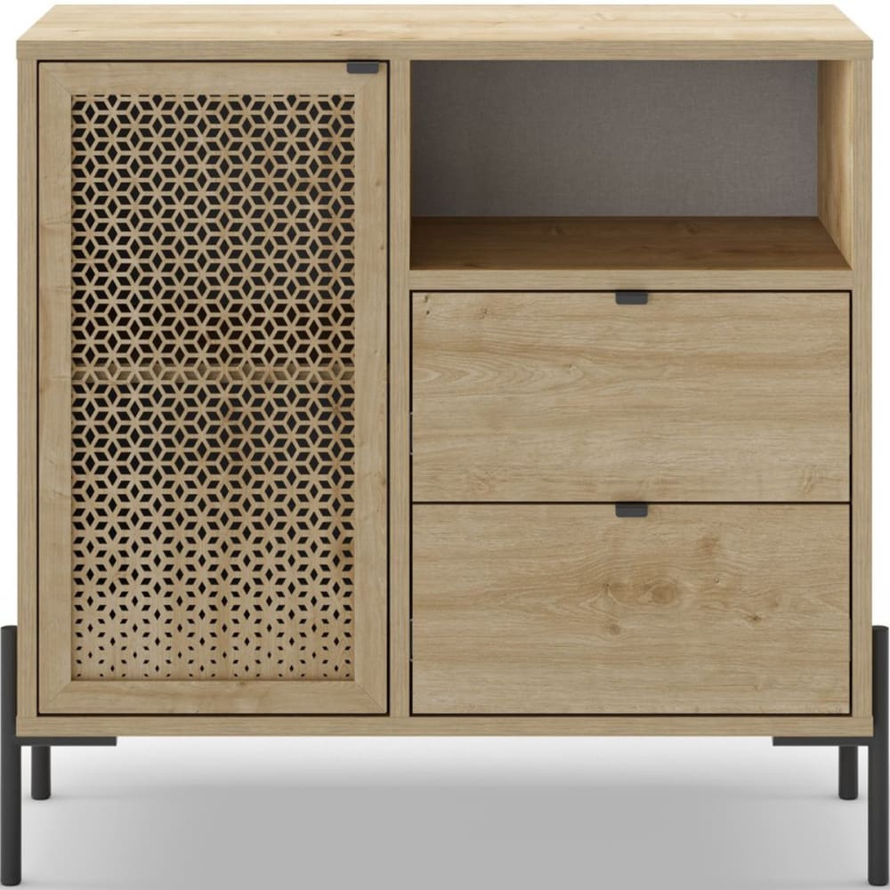 Buffet 1 porte et 4 tiroirs effet chêne 84 cm