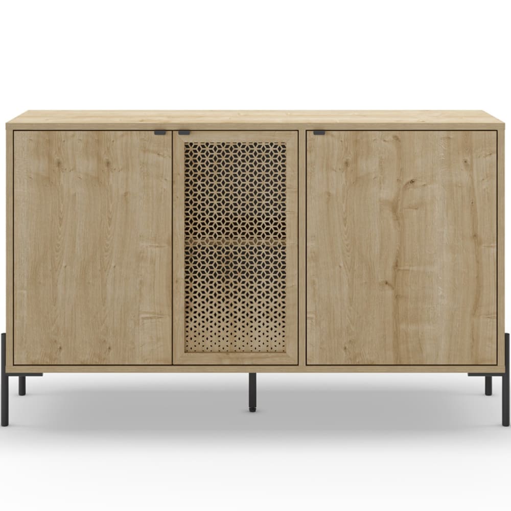 Buffet 3 portes effet chêne 125 cm