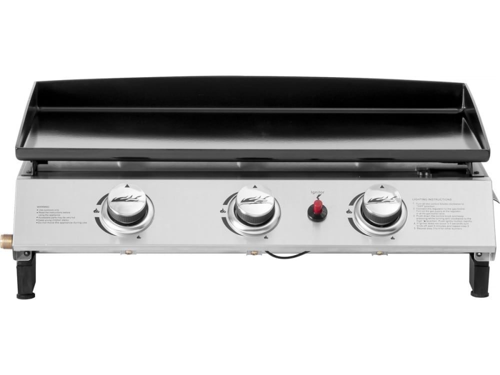 Plancha gaz metal gris 3 bruleurs
