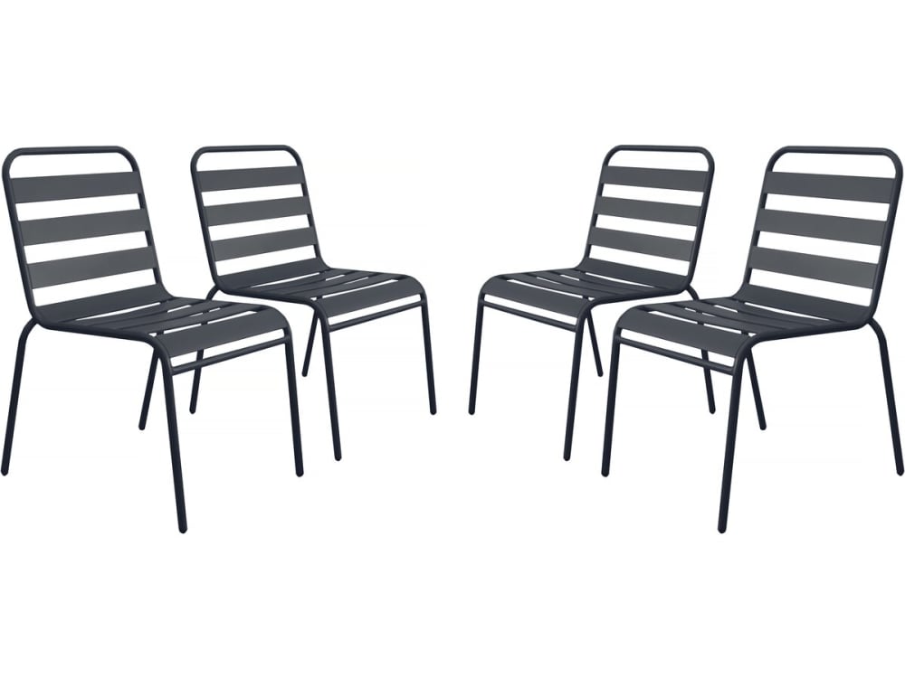 Lot de 4 fauteuils de jardin métal gris 59 x 55 x 84 cm