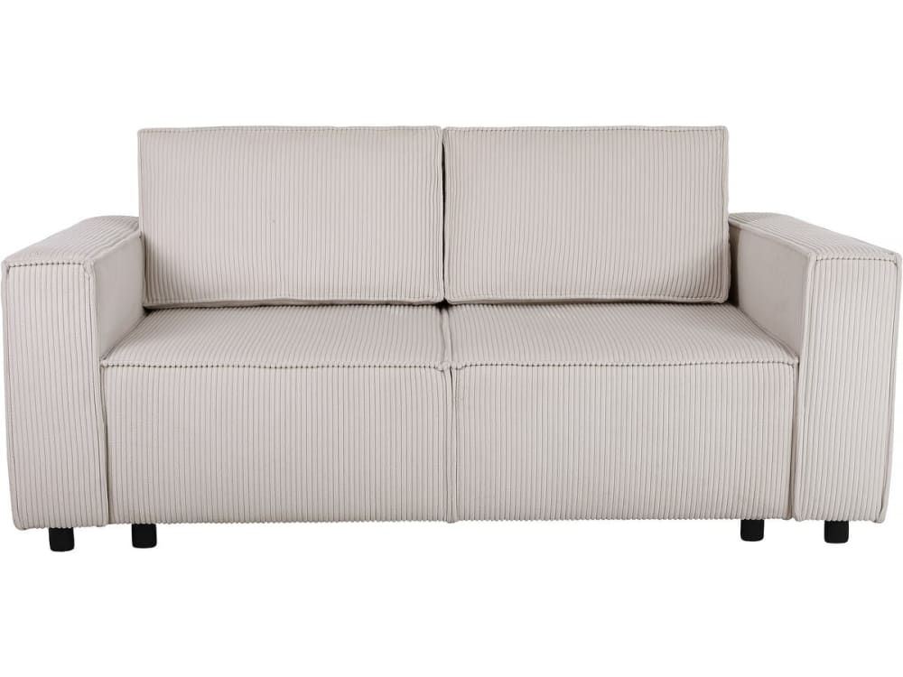 Canapé d'angle convertible 2 places en velours côtelé beige