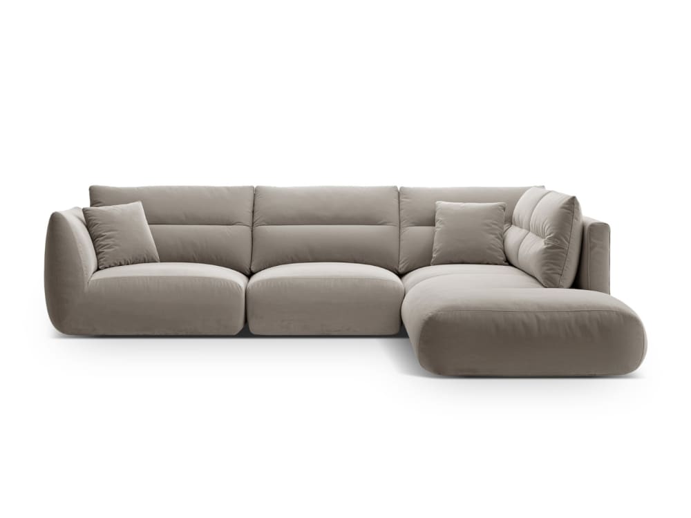 Canapé d'angle droit 7 places en velours béton