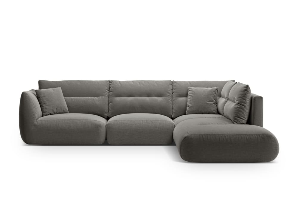 Canapé d'angle droit modulable 7 places tissu structurel gris foncé
