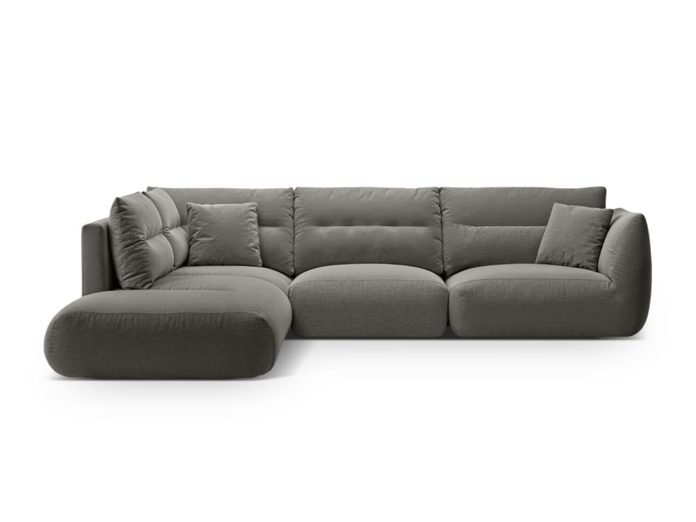 Canapé d'angle gauche modulable 7 places tissu structurel gris foncé