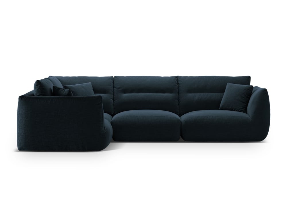 Canapé d'angle gauche modulable 5 places tissu structurel bleu marine