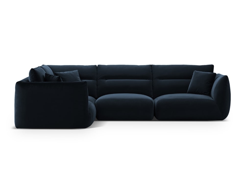 Canapé d'angle gauche 5 places en velours bleu roi