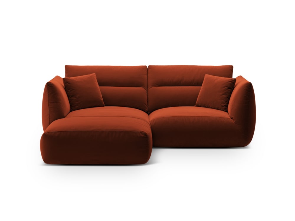 Canapé d'angle modulaire 3 places en velours auburn