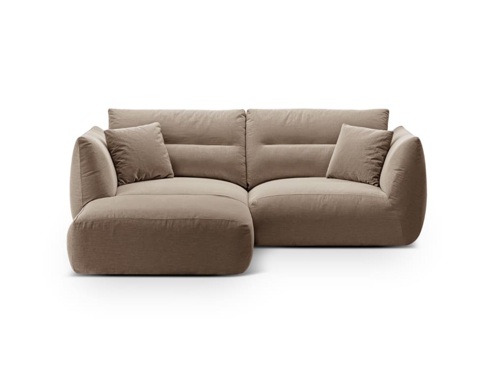 Canapé d'angle modulaire 3 places tissu structurel couleur sable
