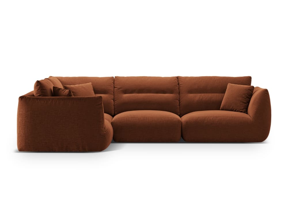 Canapé d'angle gauche modulable 5 places tissu structurel brique