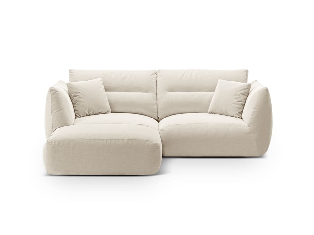Canapé d'angle modulaire 3 places en tissu structurel ivoire