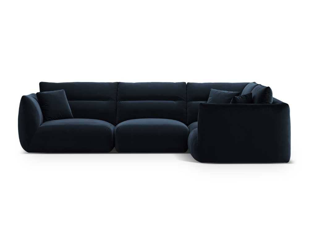 Canapé d'angle droit 5 places en velours bleu roi