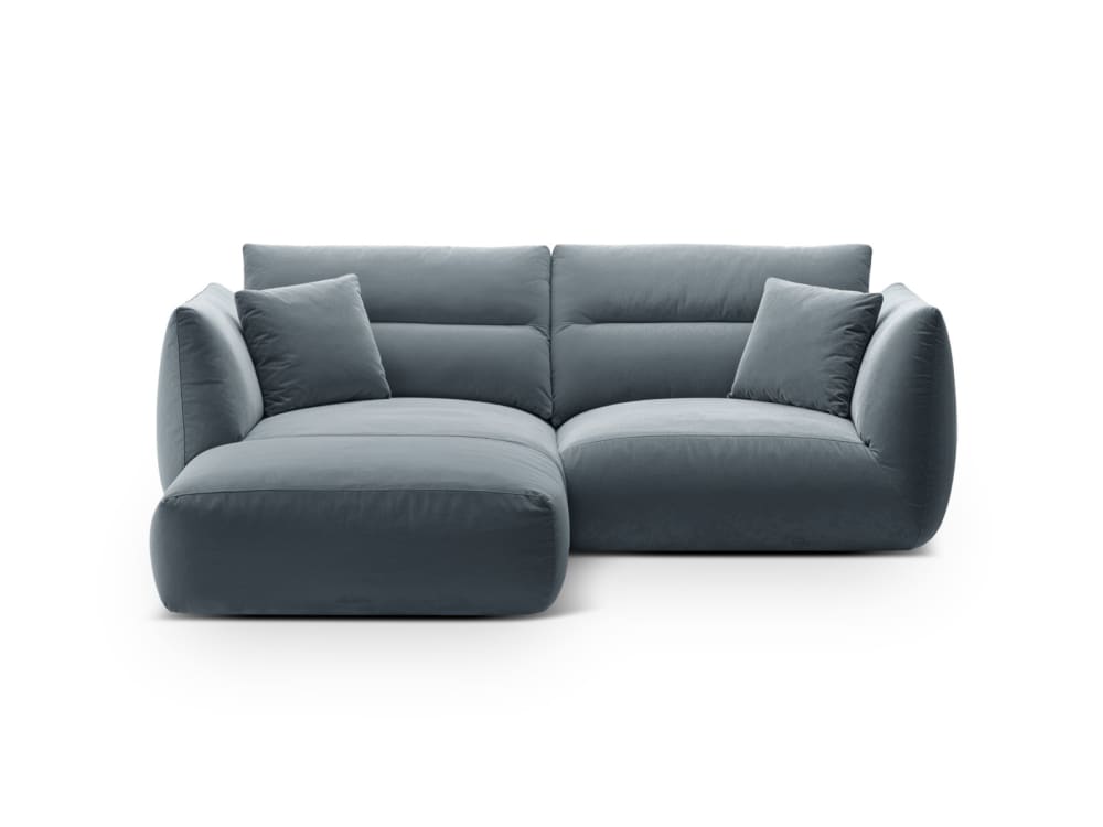 Canapé d'angle modulaire 3 places en velours bleu gris