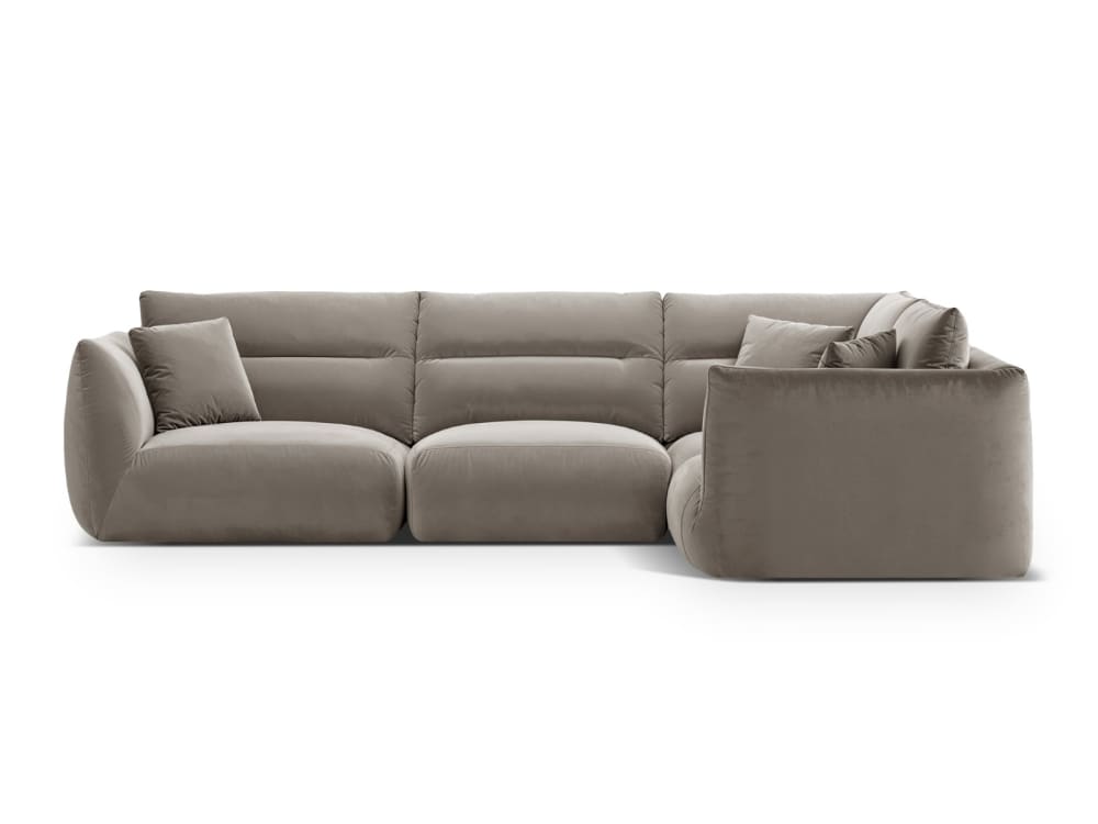 Canapé d'angle droit 5 places en velours béton