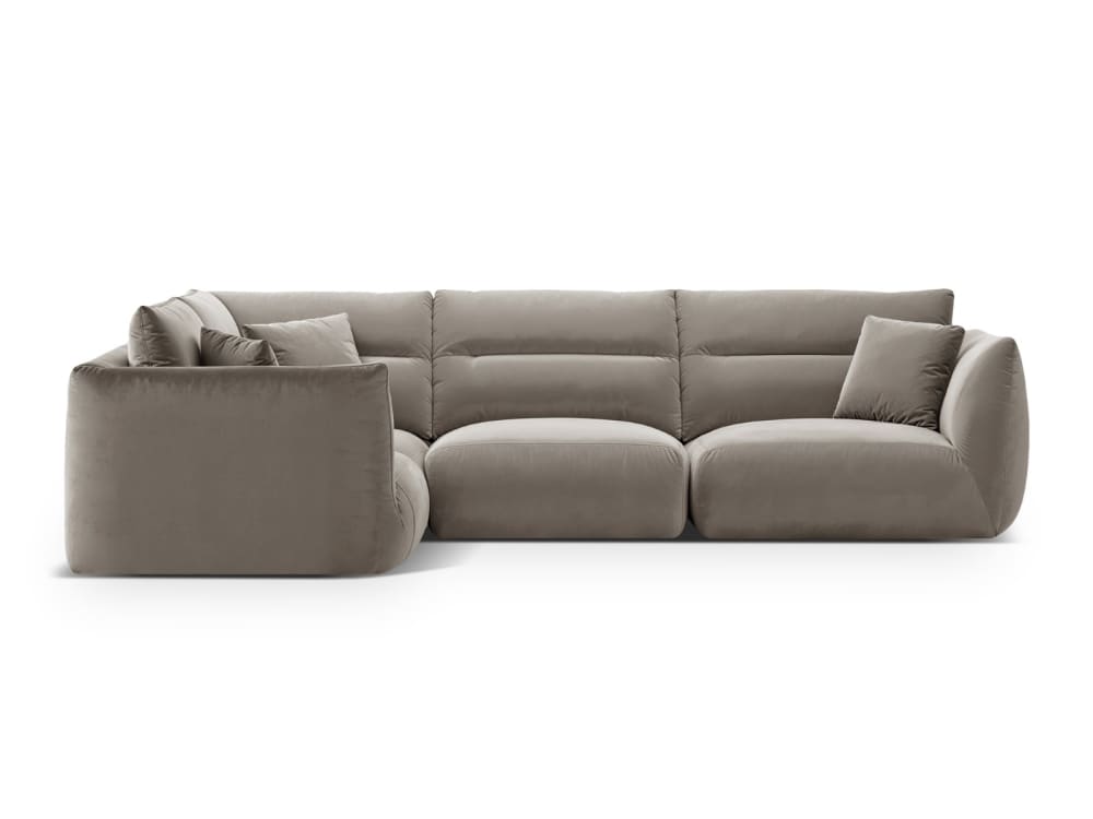 Canapé d'angle gauche 5 places en velours béton