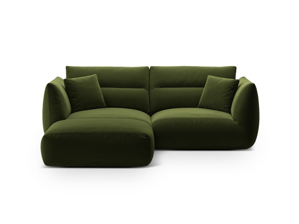 Canapé d'angle modulaire 3 places en velours vert de l'armée