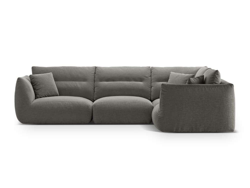 Canapé d'angle droit modulable 5 places tissu structurel gris foncé