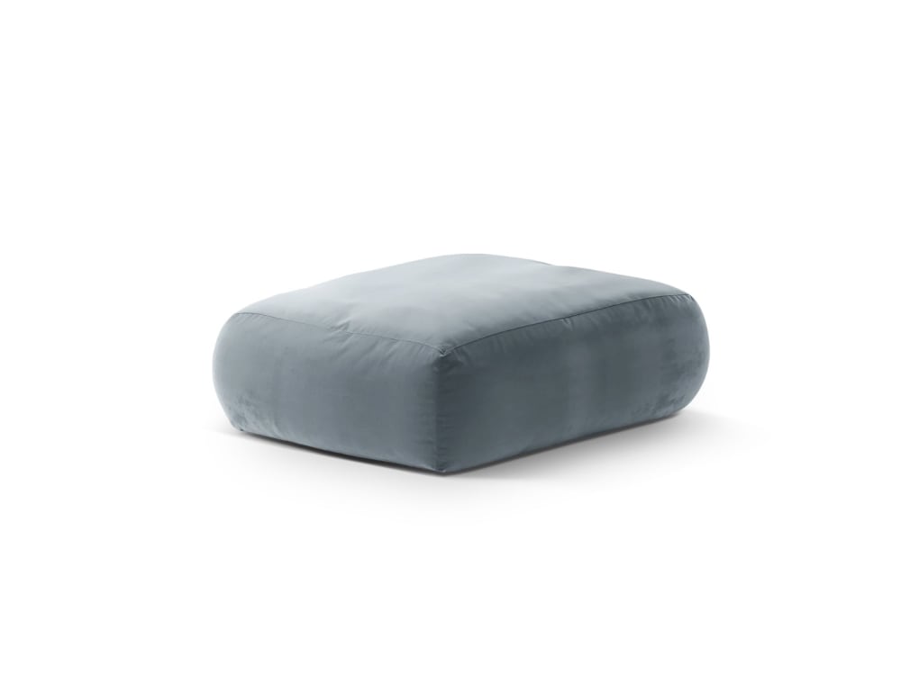 pouf en velours bleu - gris