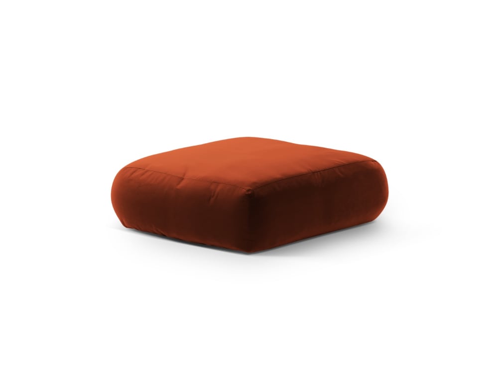 Pouf en velours auburn
