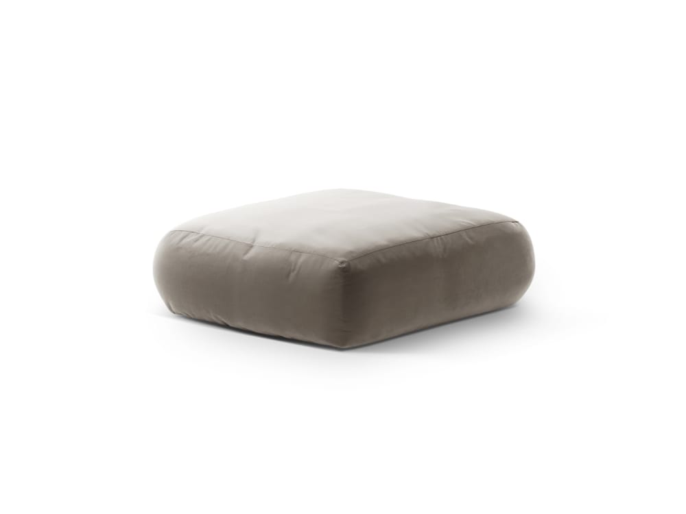 Pouf en velours béton
