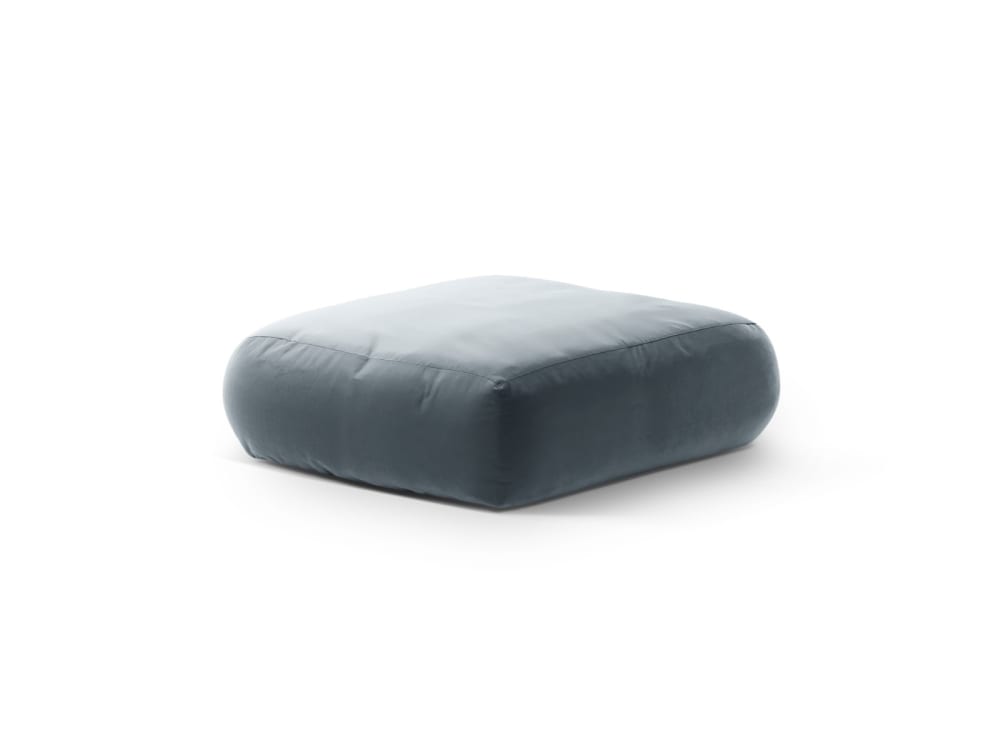 pouf en velours bleu - gris