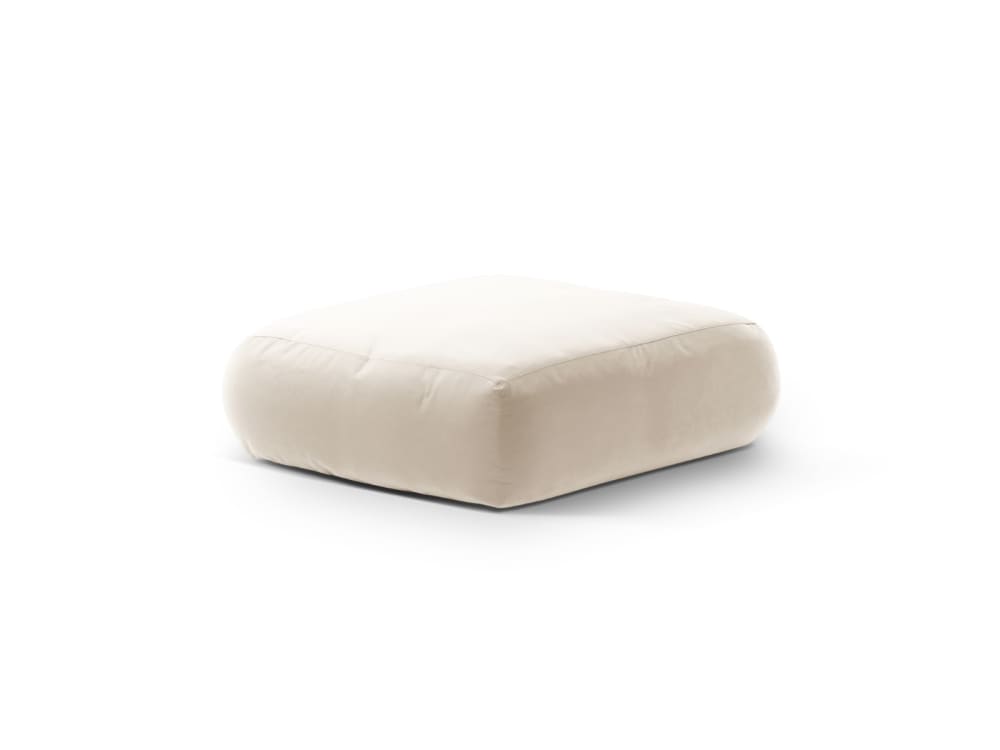 Pouf en velours ivoire