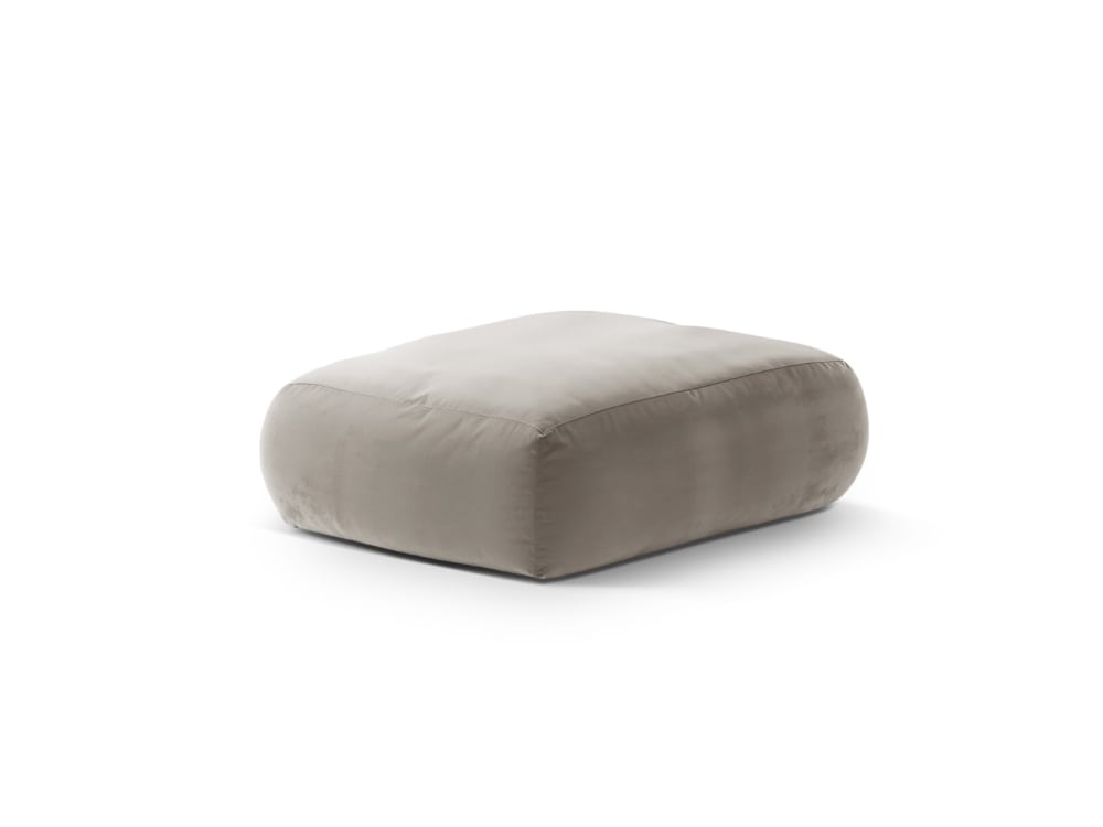 Pouf en velours béton