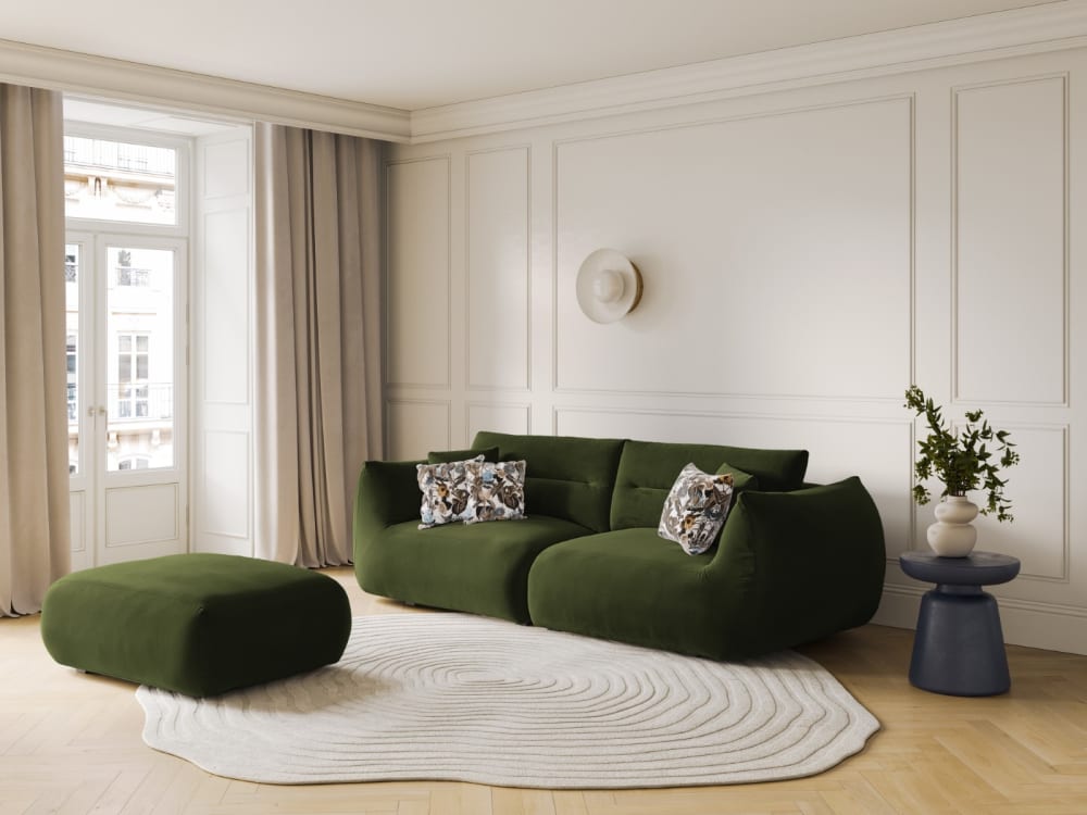 Pouf aus Samt Armeegrün - Maisons Du Monde