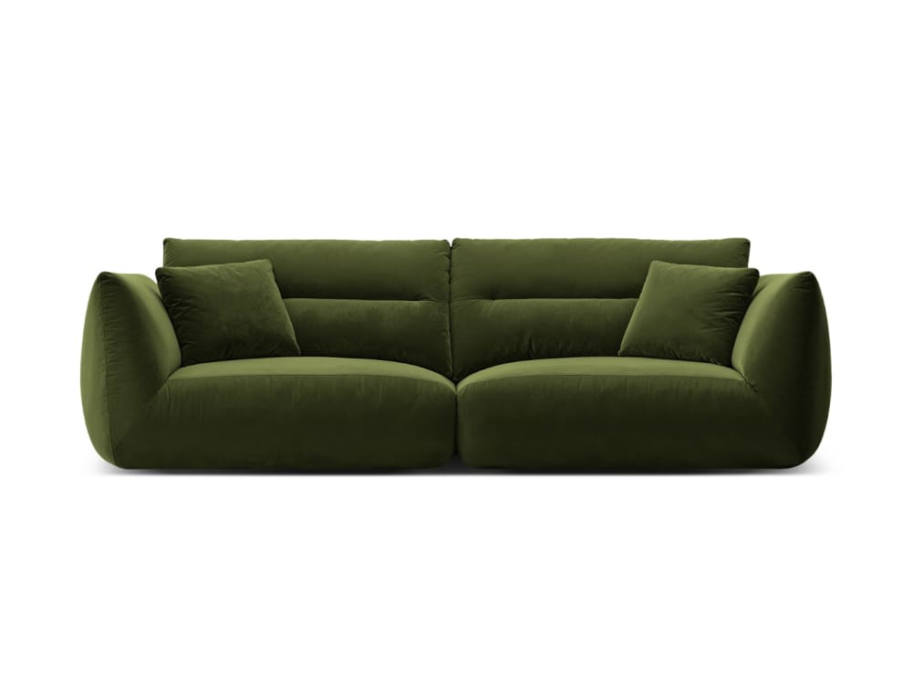 Canapé modulable 4 places en velours vert armée