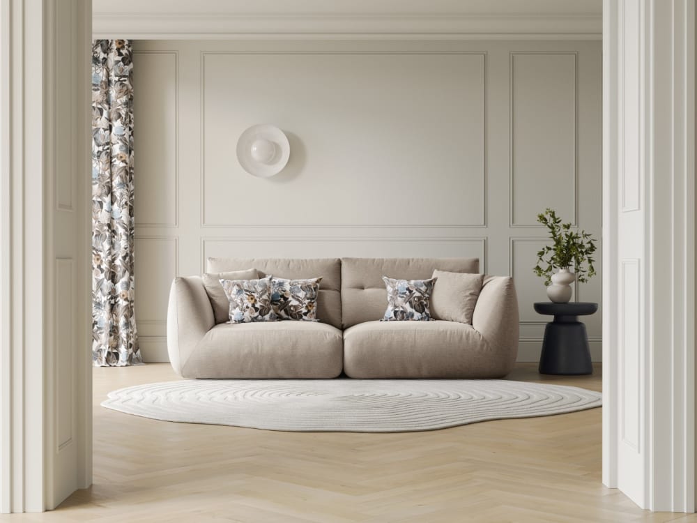 3-Sitzer modulares Sofa aus Chenille-Stoff leichtes beige -