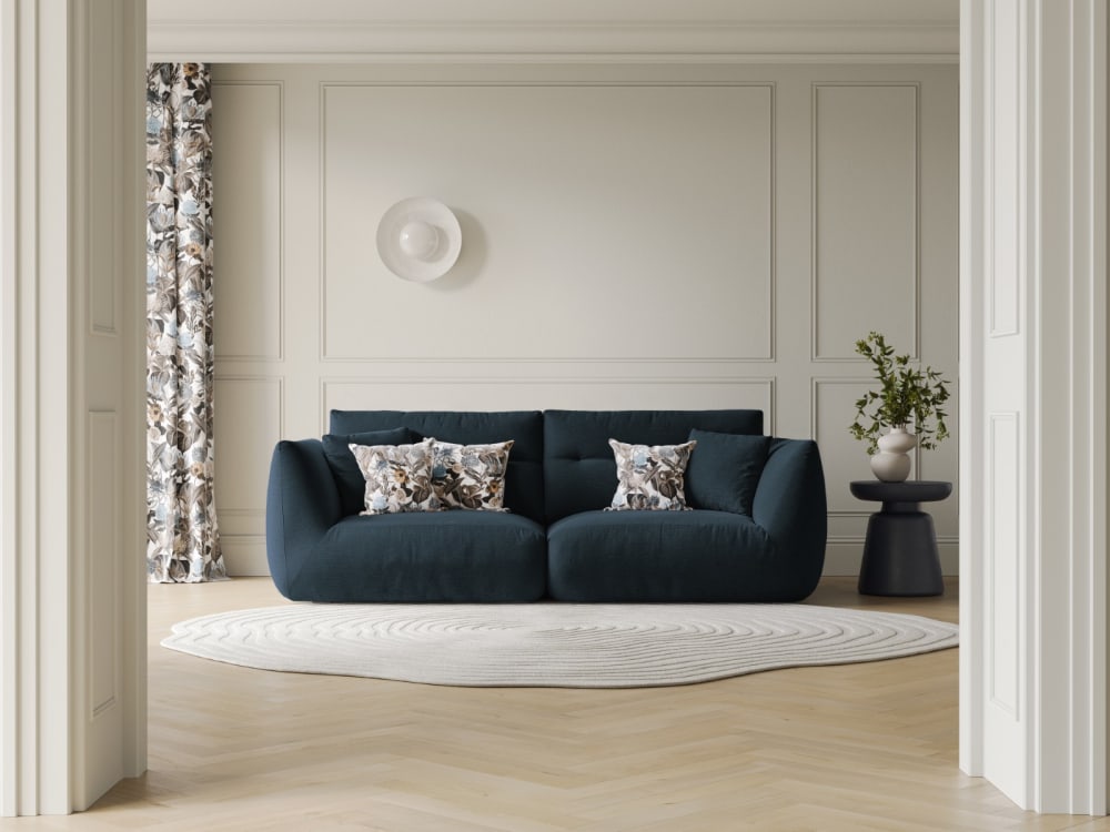 Canapé modulable 3 places en chenille bleu marine