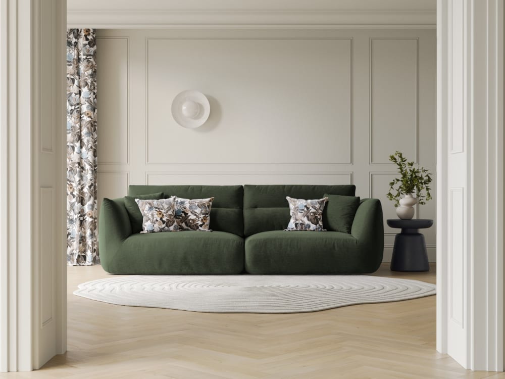 4-Sitzer modulares Sofa aus Chenille-Stoff Moosgrün - Maisons Du