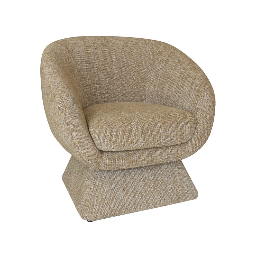 Fauteuil pivotant en tissu tweed ocre chiné
