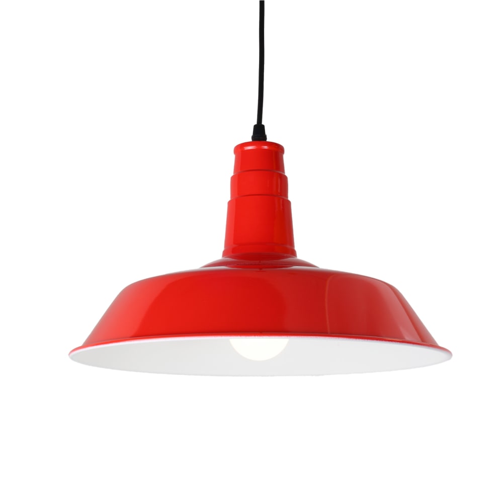 Plafonnier industriel métal rouge, E27 Ø36 cm — vue 4
