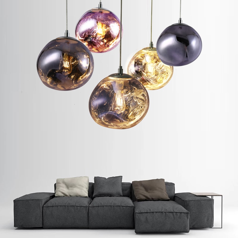 Plafonnier en verre métallisé violet E27 Ø28 cm — vue 3