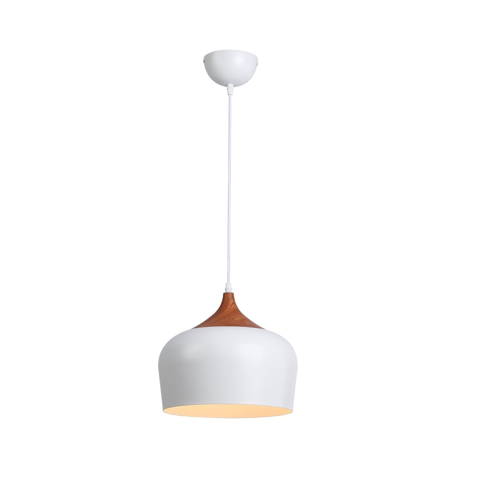 Plafonnier industriel bois blanc E27 Ø30 cm