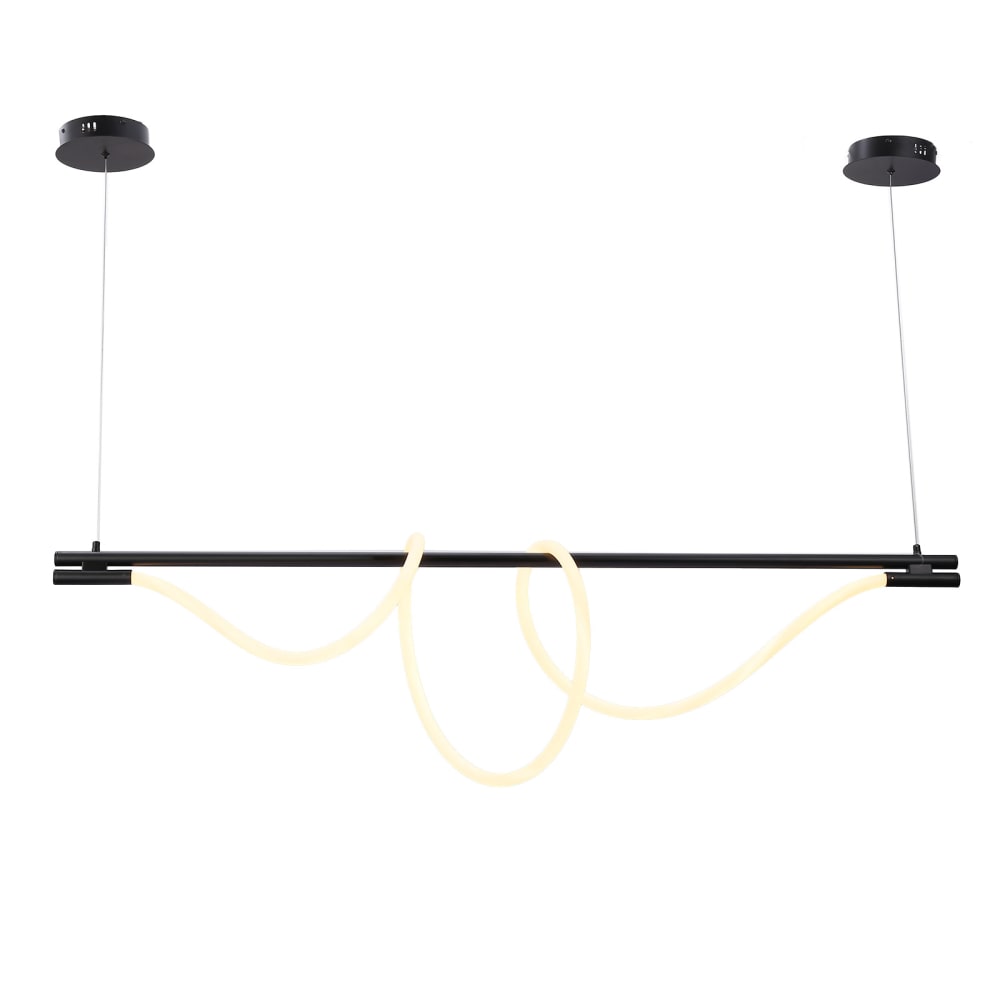 Alpinaluz Hängelampe aus schwarzem Metall im Wellenstil, 45W LED - Metall