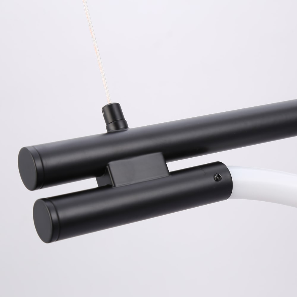 Plafonnier LED moderne néon métal noir ondulé 45W 150cm — vue 3