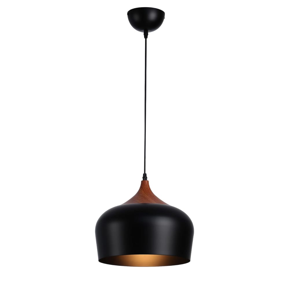 Alpinaluz Hängelampe aus Holz im Industriestil, Ø35 cm, E27 style modern Schwarz Metall