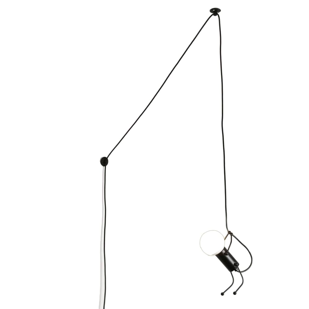 Plafonnier design personnage noir avec prise, E27 27cm