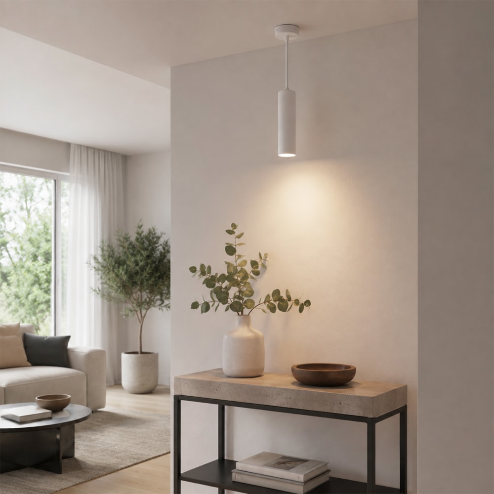 Plafonnier minimaliste aluminium blanc GU10 Ø20 cm — vue 4