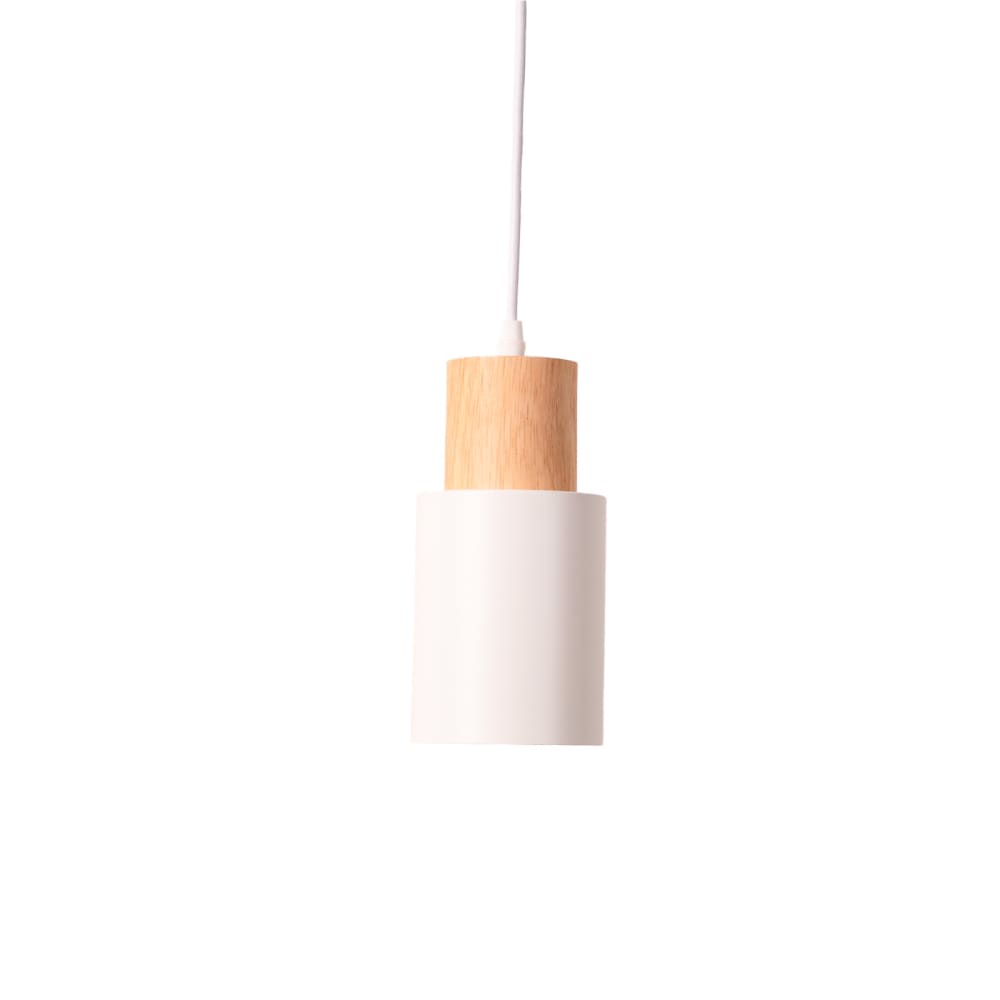 Plafonnier scandinave métal et bois blanc 10cm