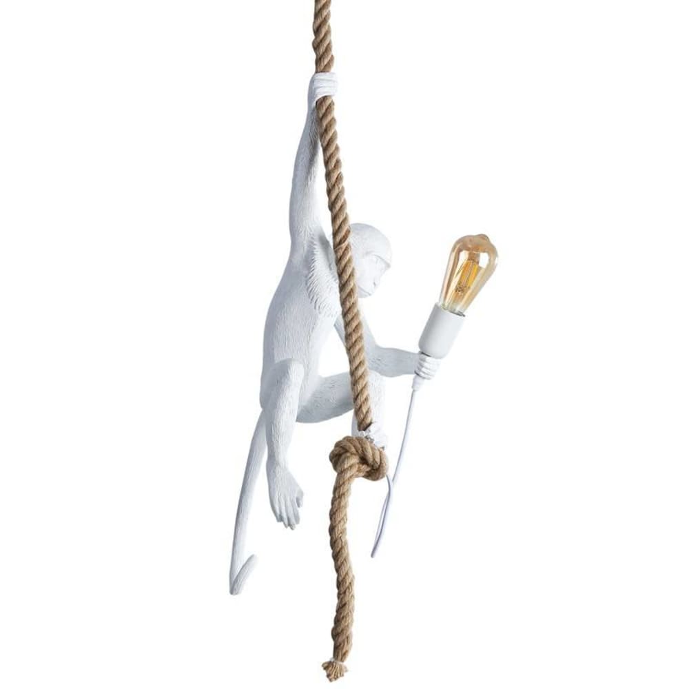 Plafonnier rétro en résine singe blanc, E27 140cm