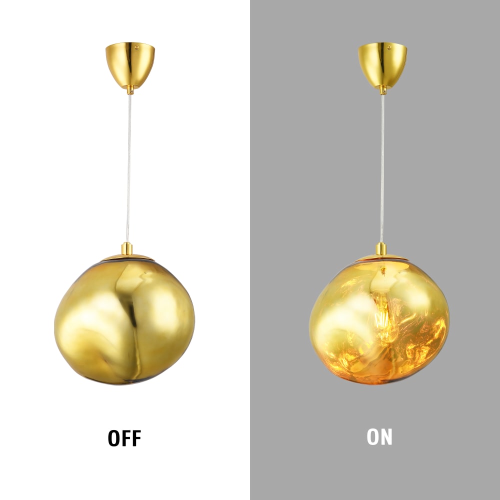Plafonnier en verre métallisé doré Ø36 cm — vue 3