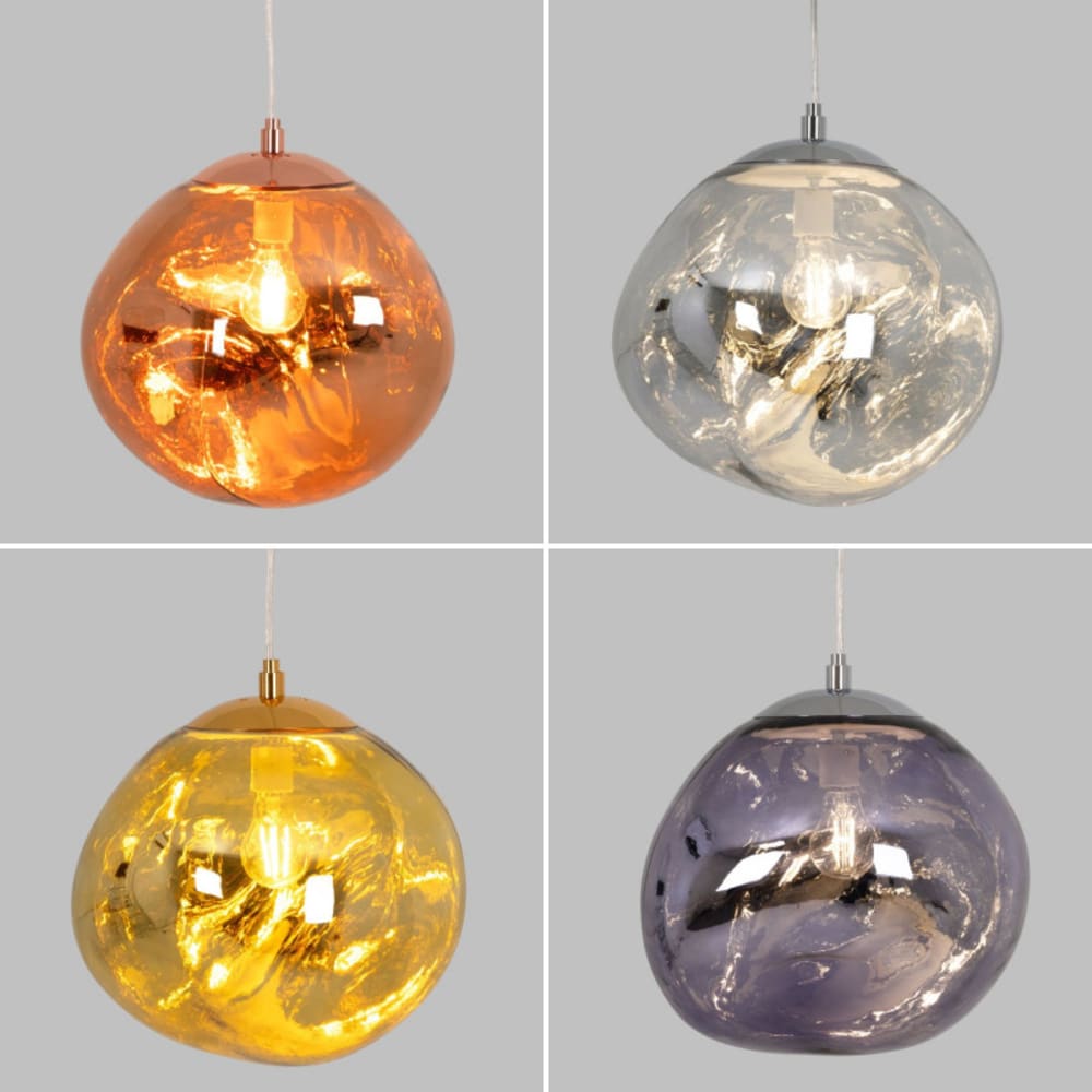 Plafonnier en verre métallisé doré Ø36 cm — vue 4