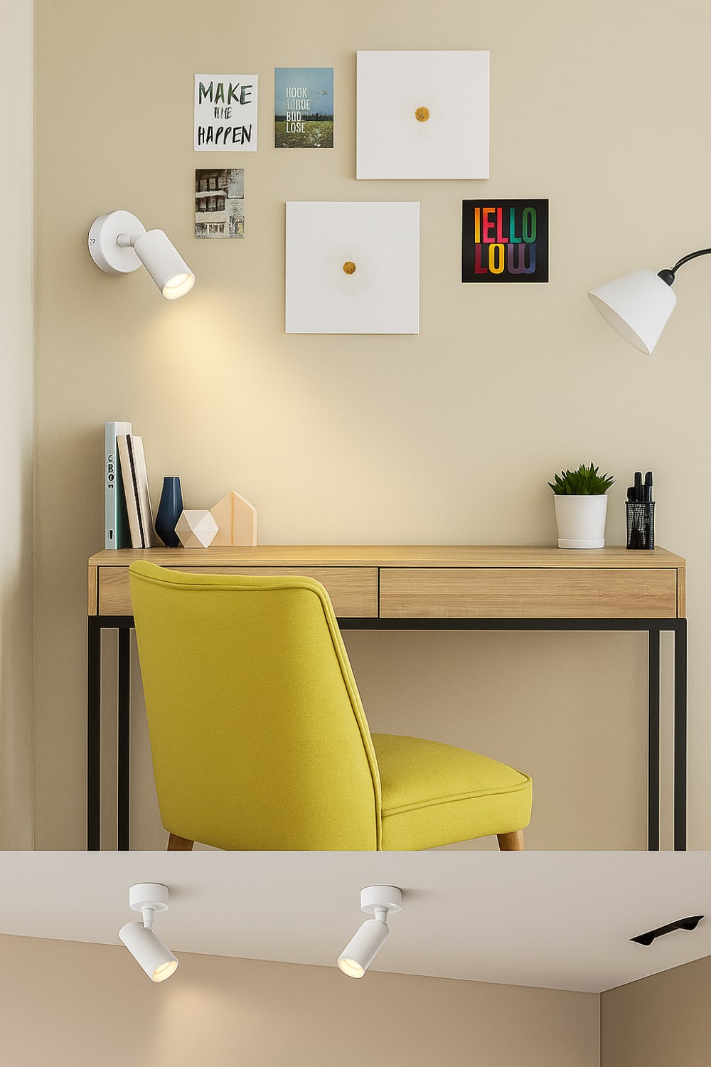 Applique plafond/mur moderne aluminium blanc Ø5,5 cm, GU10 — vue 3