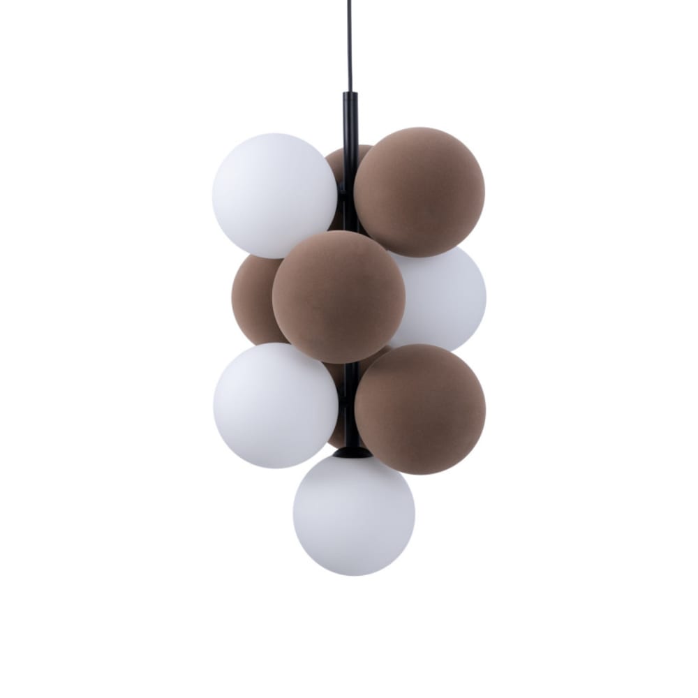 Alpinaluz Hängelampe mit 4 Leuchten und 6 Akustikkugeln, braun, vertikal style modern - Kristall