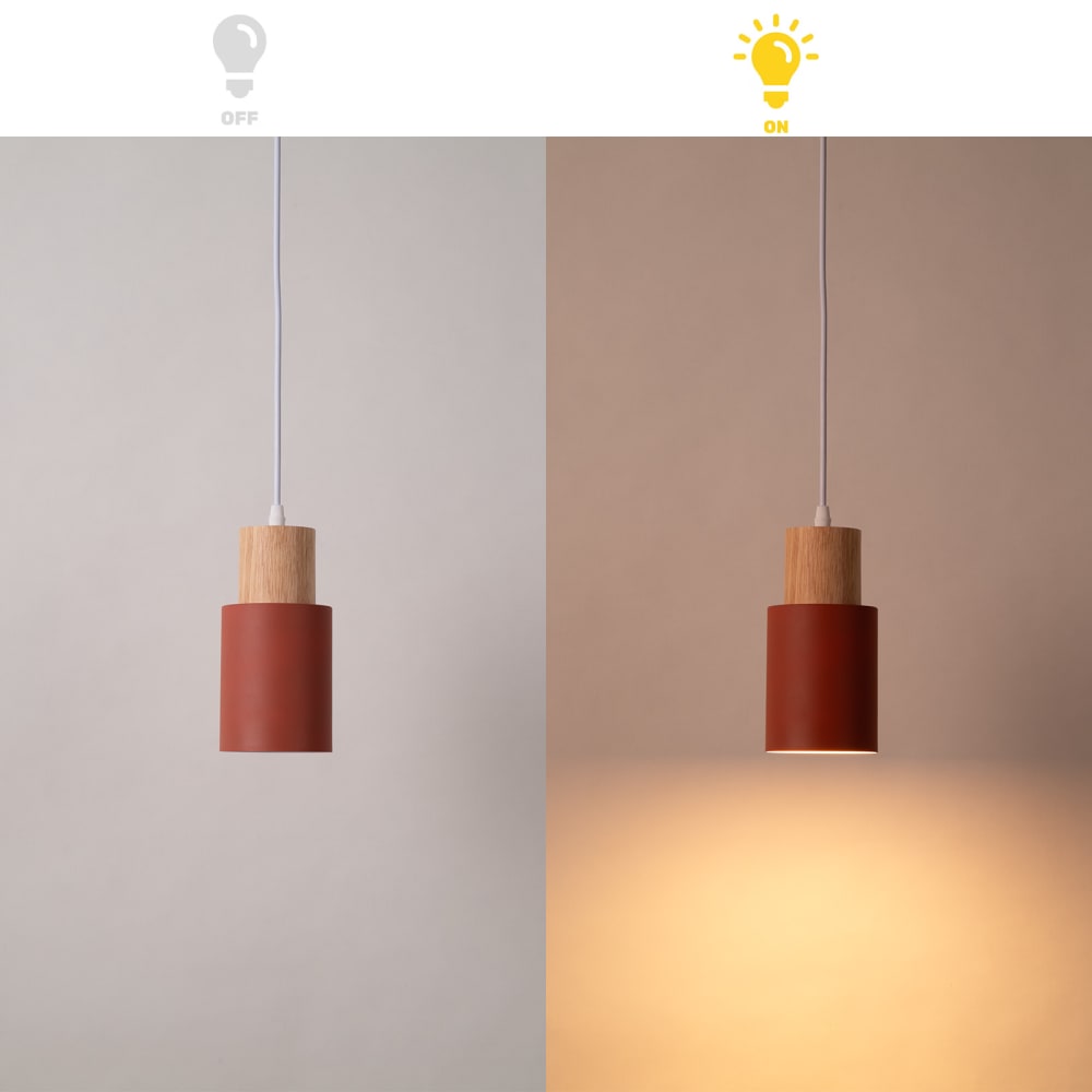 Plafonnier scandinave métal et bois marron, E27 10cm — vue 4