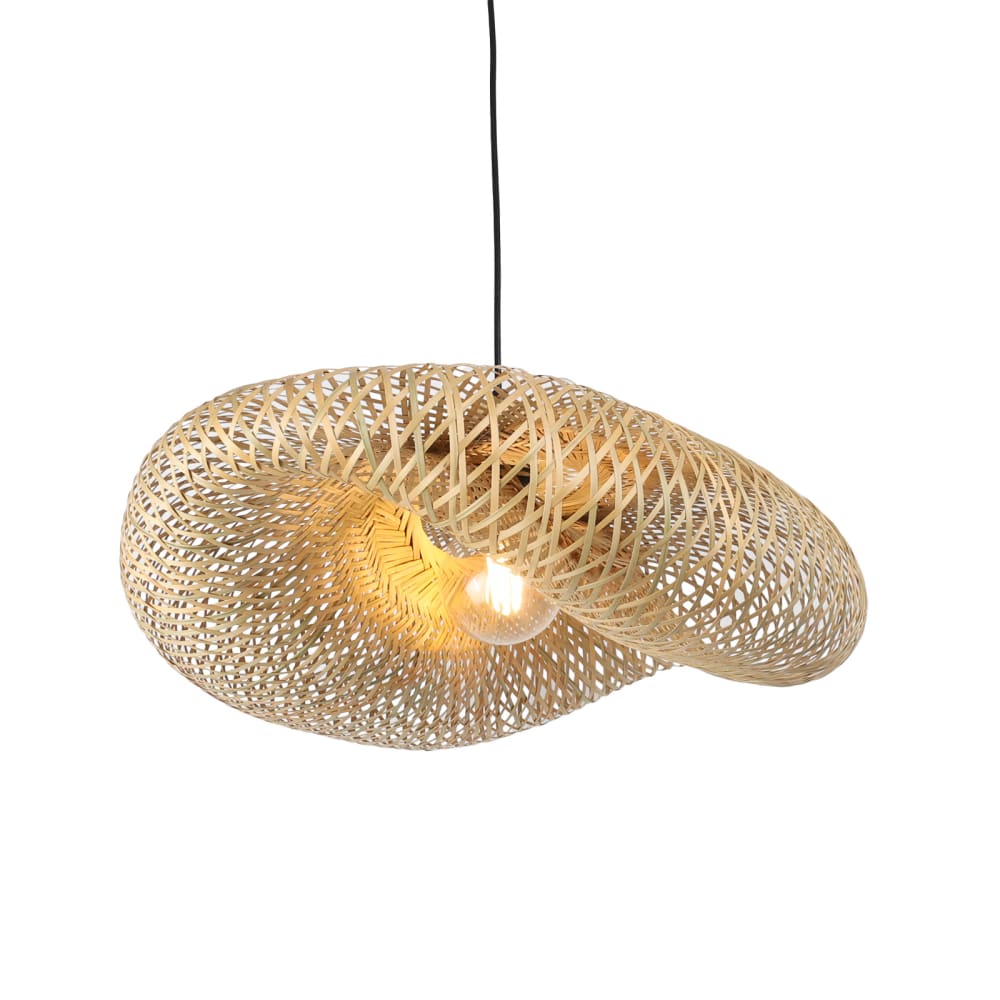Plafonnier industriel en bambou et osier noir E27 Ø59 cm — vue 4
